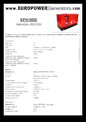 Diesel Power Generators Europower EPS18DE (S)