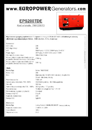 Diesel Power Generators Europower EPS200TDE (LS)