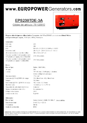 Diesel Power Generators Europower EPS200TDE-3A (LS)