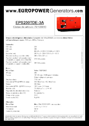 Dizel Jeneratörler Europower EPS200TDE-3A (MA)