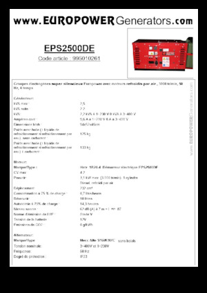 Diesel Power Generators Europower EPS2500DE (MA)