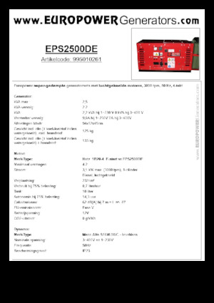Diesel Power Generators Europower EPS2500DE (MA)