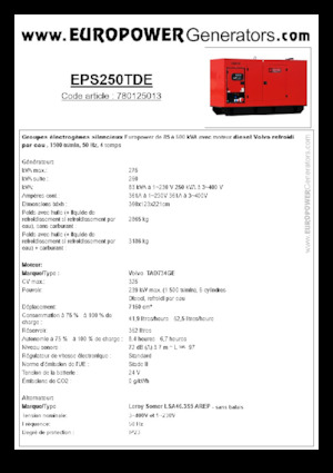 Diesel Power Generators Europower EPS250TDE (LS)