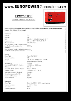 Diesel Power Generators Europower EPS250TDE (MA)