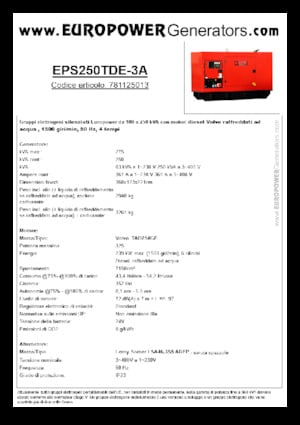 Diesel Power Generators Europower EPS250TDE-3A (LS)