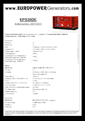 Diesel Power Generators Europower EPS30DE (MA)