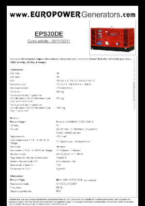 Diesel Power Generators Europower EPS30DE (MA)