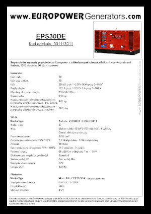 Diesel Power Generators Europower EPS30DE (MA)