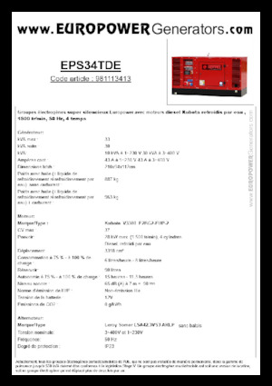 Diesel Power Generators Europower EPS34TDE (LS)