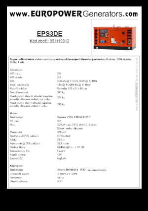 Dizel Jeneratörler Europower EPS3DE (S)