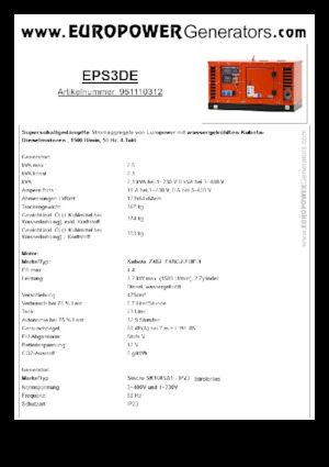 Diesel Power Generators Europower EPS3DE (S)