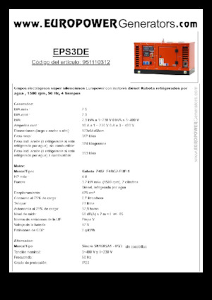 Dizel Jeneratörler Europower EPS3DE (S)