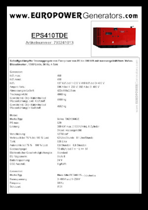 Diesel Power Generators Europower EPS410TDE (MA)
