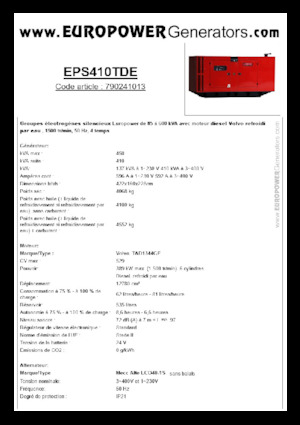 Diesel Power Generators Europower EPS410TDE (MA)