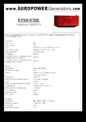 Diesel Power Generators Europower EPS410TDE (MA)