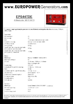 Diesel Power Generators Europower EPS44TDE (LS)