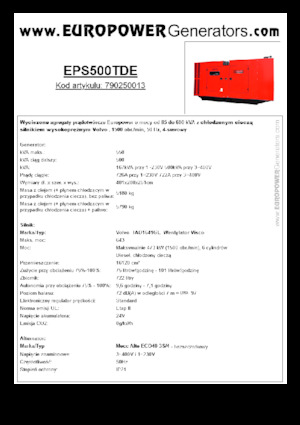 Diesel Power Generators Europower EPS500TDE (MA)