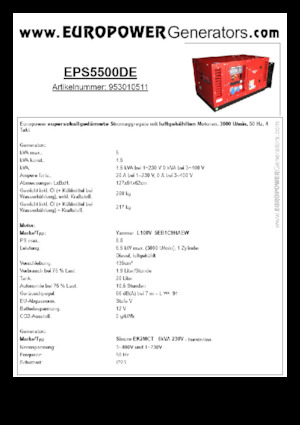 Diesel Power Generators Europower EPS5500DE (S)