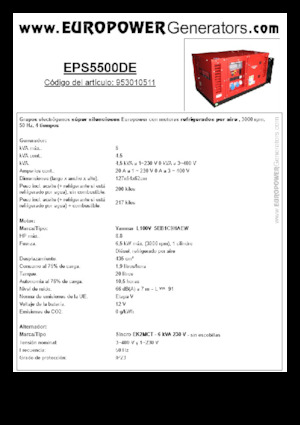 Dizel Jeneratörler Europower EPS5500DE (S)