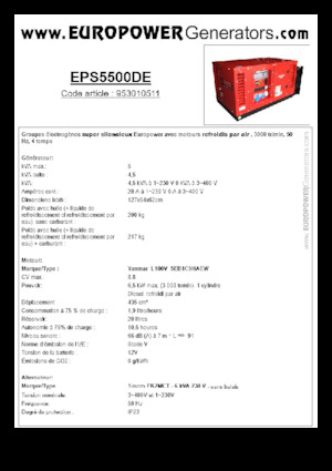 Dizel Jeneratörler Europower EPS5500DE (S)