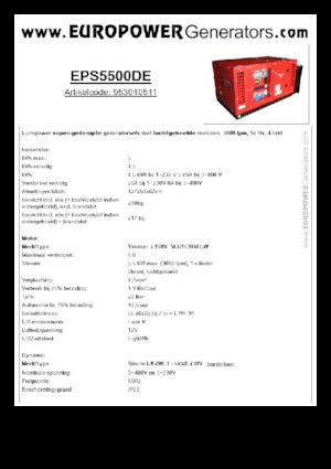 Dizel Jeneratörler Europower EPS5500DE (S)