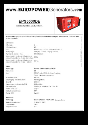 Dizel Jeneratörler Europower EPS5500DE (S)