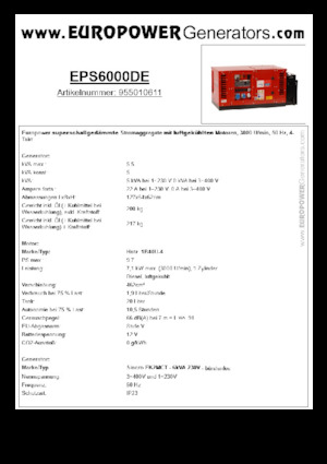 Diesel Power Generators Europower EPS6000DE (S)