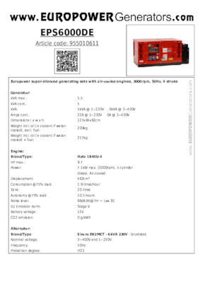 Diesel Power Generators Europower EPS6000DE (S)