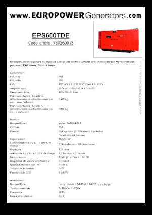 Diesel Power Generators Europower EPS600TDE (LS)