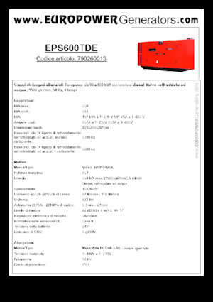 Diesel Power Generators Europower EPS600TDE (MA)