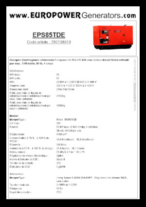 Diesel Power Generators Europower EPS85TDE (LS)