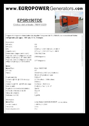 Diesel Power Generators Europower EPSR150TDE (LS)
