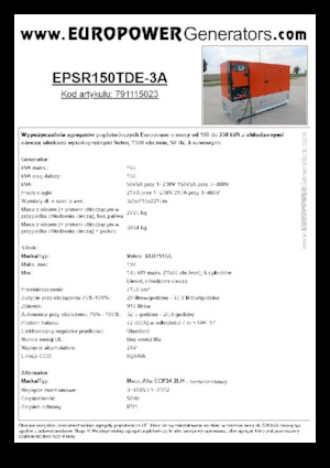 Diesel Power Generators Europower EPSR150TDE-3A (MA)