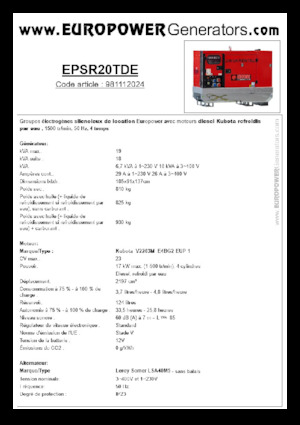 Dizel Jeneratörler Europower EPSR20TDE (LS)