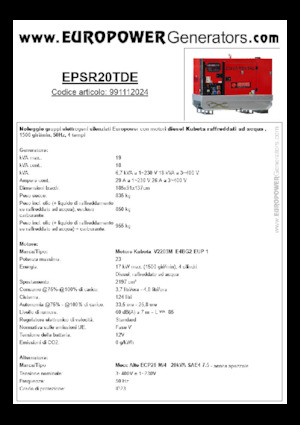 Diesel Power Generators Europower EPSR20TDE (MA)