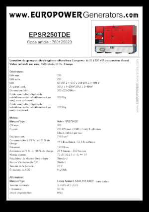 Diesel Power Generators Europower EPSR250TDE (LS)