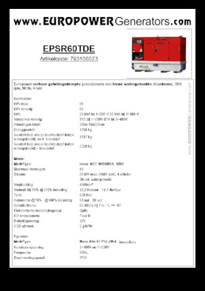 Dizel Jeneratörler Europower EPSR60TDE (MA)