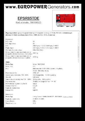 Diesel Power Generators Europower EPSR85TDE (LS)
