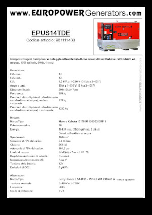 Dizel Jeneratörler Europower EPUS14TDE (LS)