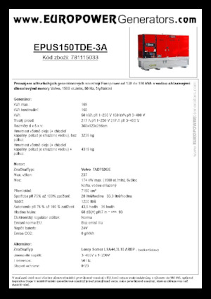 Diesel Power Generators Europower EPUS150TDE-3A (LS)