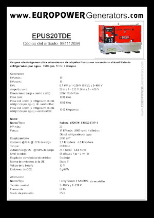 Diesel Power Generators Europower EPUS20TDE (LS)