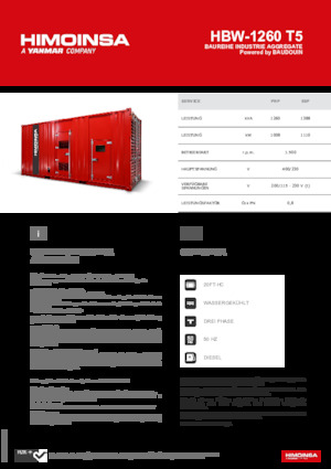 Diesel Power Generators HIMOINSA HBW-1260 T5