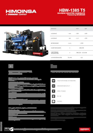 Diesel Power Generators HIMOINSA HBW-1385 T5