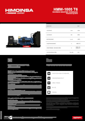 Diesel Power Generators HIMOINSA HMW-1005 T6