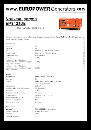 Diesel Power Generators Europower New Boy EPS123DE (S)