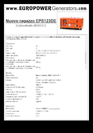 Diesel Power Generators Europower New Boy EPS123DE (S)
