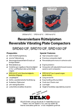 Reversible Vibratory Plate Compactors Delko SRD 6012 F