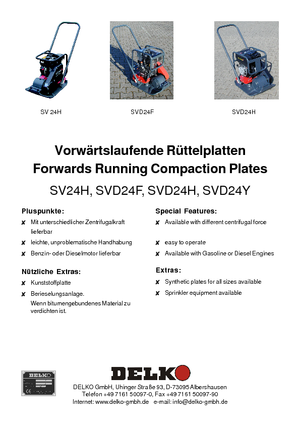 Single Direction Vibratory Plate Compactors Delko SVD 24 H