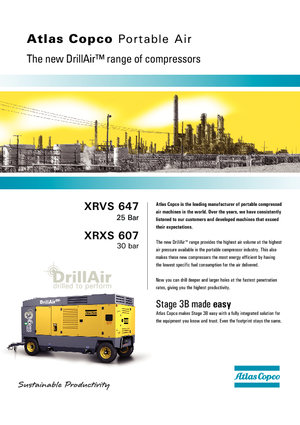 Portable Air Compressors - Diesel, Electric, Gasoline Atlas Copco XRXS 607 CD