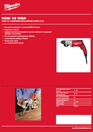 Matkaplar ve Tornavidalar Milwaukee HDE 13 RQX